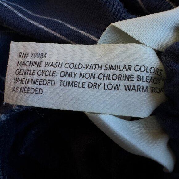 Soma Stretch Knit Maxi Dress Side Pockets Flutter Sleeve Navy and White  Small - Picture 7 of 7